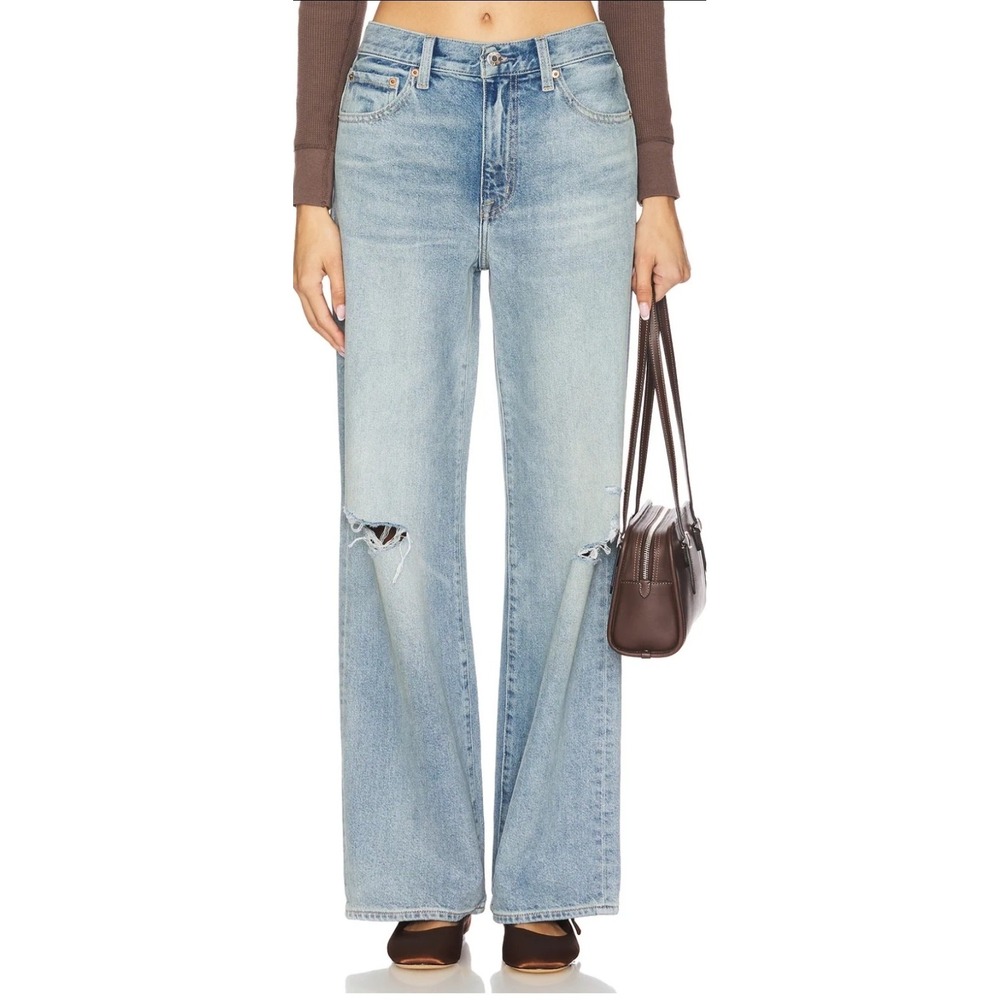 NWT Pistola Women Hendrix High Rise Baggy Jeans in Apprentice Distressed Sz 24